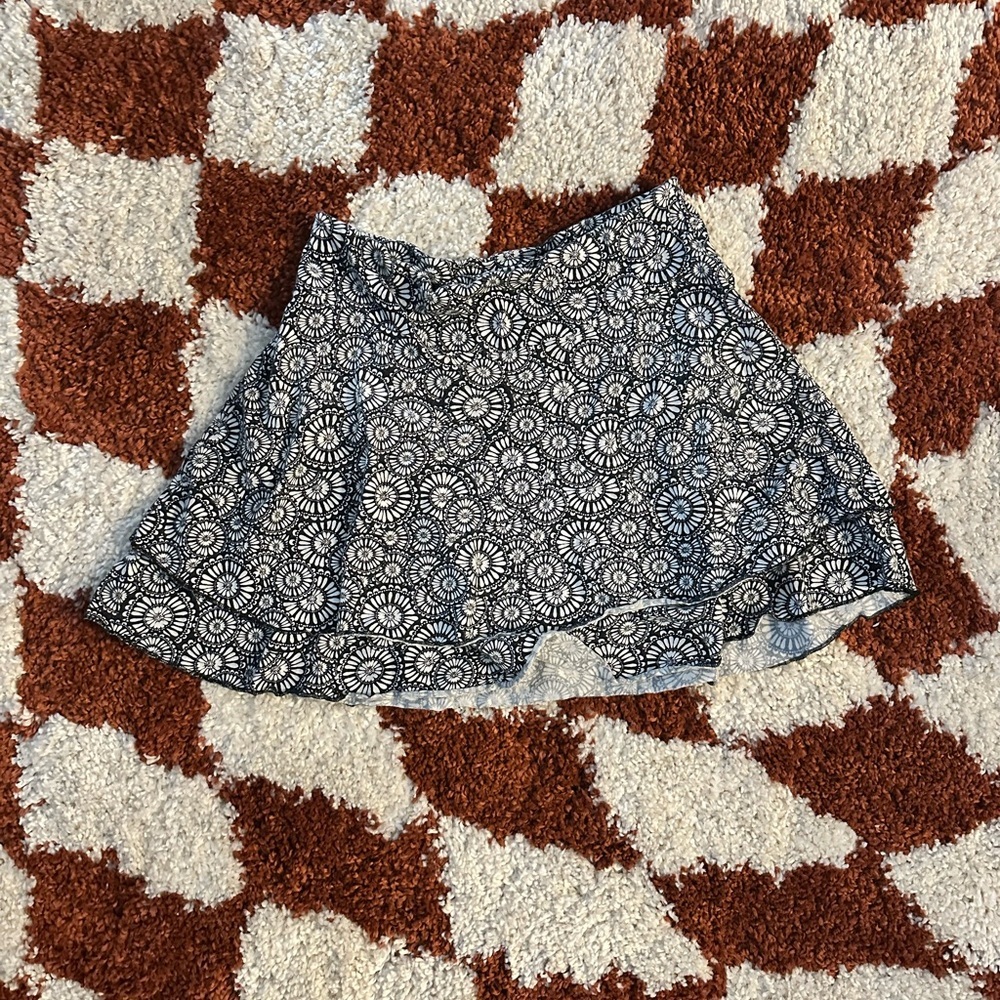 Navy Blue and White Patterned Skirt